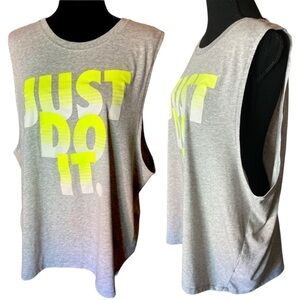 NIKE Tank Top Vintage Band Sleeveless Grey/Lime “Just Do It” XL/TG/EG Pr…